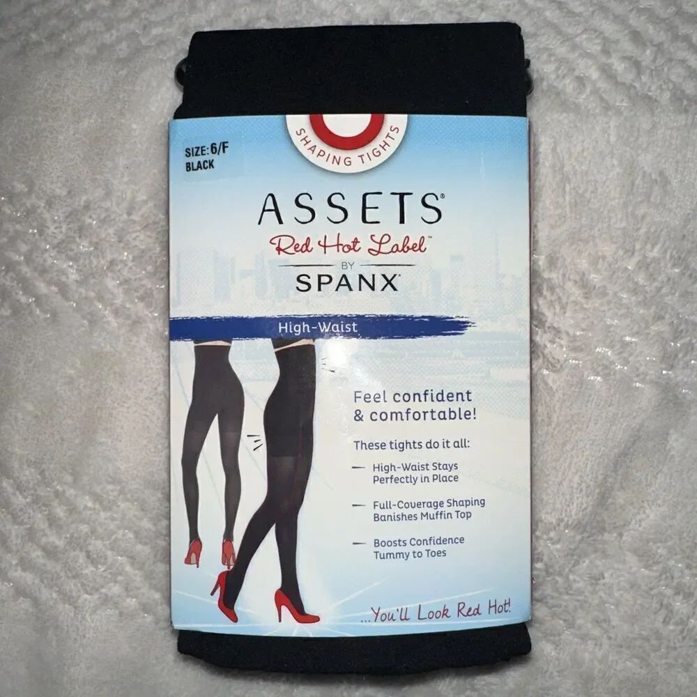 SPANX Assets NEW Red Hot Label High Waist Shaping Tights Black 6/F